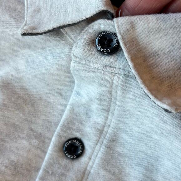 Fundamental Coast Andy Knit Shirt Soft Stretch White Gray Mens Size Large - Picture 5 of 10